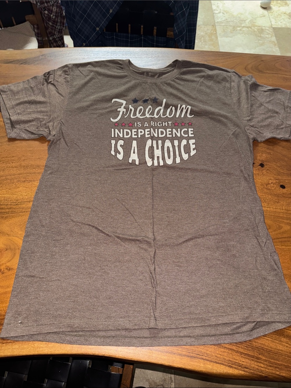 Freedom Graphic Crewneck T-Shirt - brown